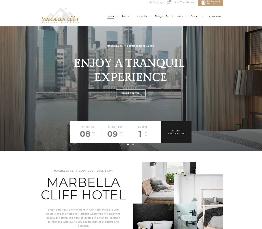 marbella cliff hostel website design