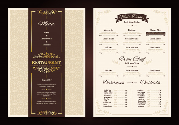 hotel menu sample design image